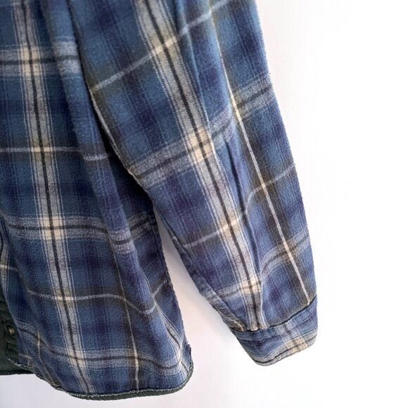 VTG LL Bean Men’s Hurricane Plaid Flannel Lined Green Canvas Shirt OMS96 Large - Picture 6 of 8